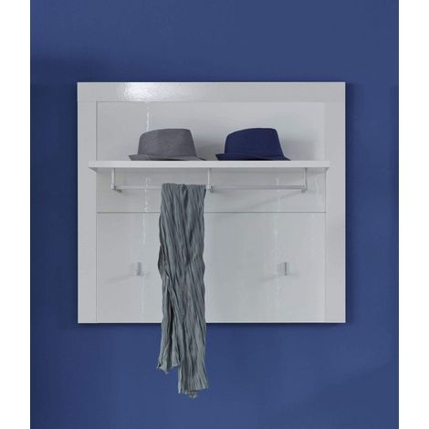 Panneau Mural de Robe avec étagère, Matériau en Bois, Blanc Brillant, 93 x 84 x 112,5 cm (1/4)