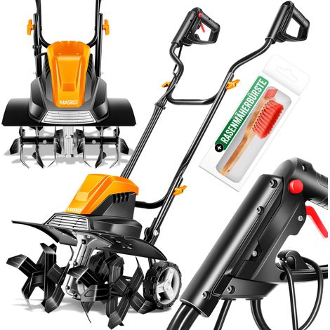 MASKO® azada eléctrica 1500 vatios  40cm anchura de trabajo 20cm profundidad de trabajo  cultivador  cultivador de jardín  azada eléctrica  naranja - 45cm anchura de trabajo