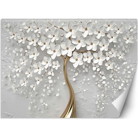 Carta Da Parati, Albero astratto fiorito oro - 150x105 (1/5)