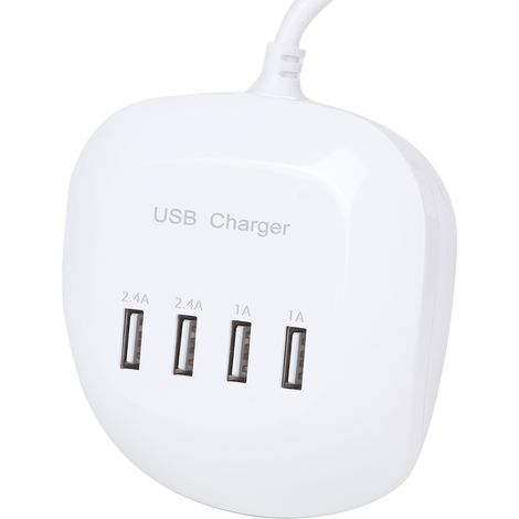 4-Port-USB-Ladegerät für Zuhause und Büro, universelles intelligentes Ladegerät für Mobiltelefone, 2,4 A, 100–240 V, EU-Stecker (1/5)