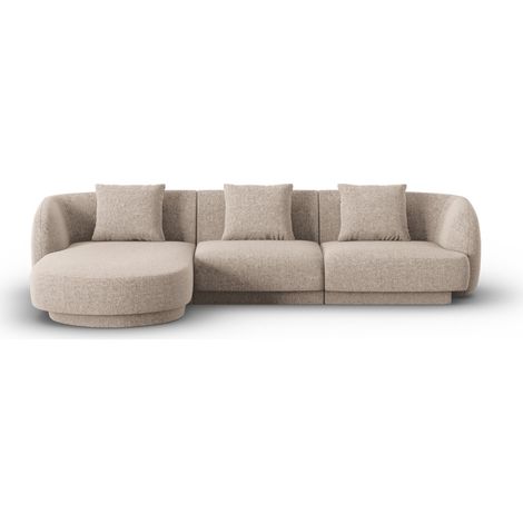 Canapé d'angle gauche 4 places en chenille beige (1/5)