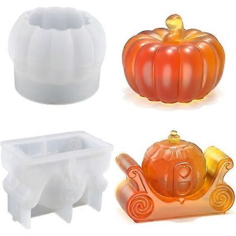Moule à bougie d'Halloween en résine époxy cristal, moule citrouille 3D en silicone, décoration citrouille d'Halloween (1/5)