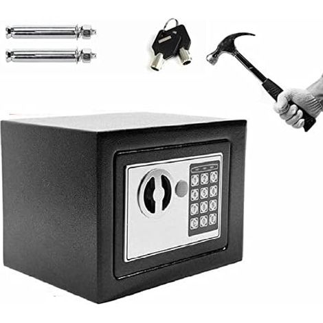 170×230×170mm Coffre Fort avec Serrure Électronique, 4,6L Petit coffre-fort pour bureau à domicile, Coffre Fort Mural avec Code PIN et 2 Clés d'urgence, Fixations Murales et au sol (1/5)