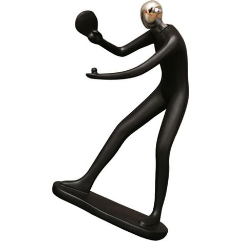 Statue Moderne Figurine Décorative Abstraite de Joueur de Tennis de Table en Résine Noire et Cadeau d'anniversaire pour Décoration Intérieure (1/5)