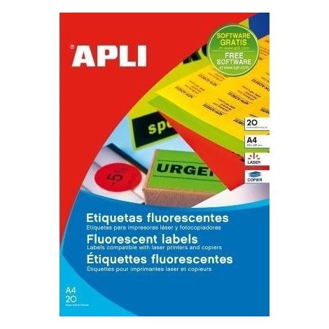 Etiquettes A4 orange fluo 64 x 33.9mm - Apli
