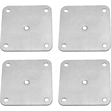 Lot de 4 supports de montage plats- 80x80mm- supports robustes pour étagères de meubles- canapés- fauteuils et pieds de chaises (5 trous) (1/5)