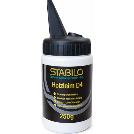 Stabilo Holzleim D4 250 g, wasserfest, Weißleim, PVA-Leim, Holzkleber, D4-Norm (1/4)