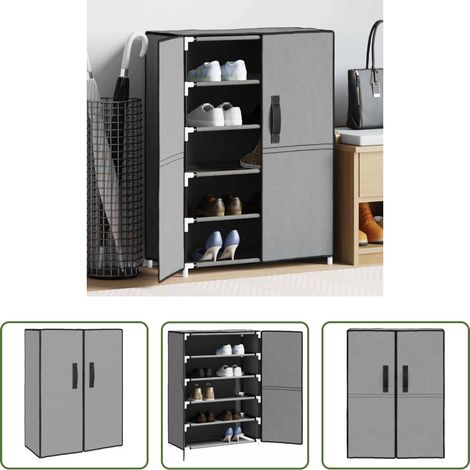 vidaXL Étagère à chaussures - Armoire à chaussures Gris 60x28x90 cm Tissu (1/5)