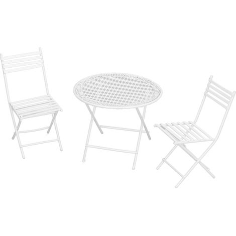 Ensemble table et chaises de jardin miniatures blanches pour maison de poupée à l'échelle 1:12, style bistro. Accessoires de décoration. (1/5)