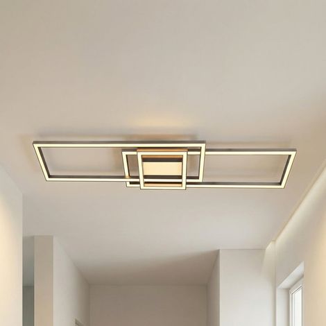 [NEUWERTIG] B-Ware Lindby Deckenleuchte Mairin LED dimmbar CCT Fernbedienung nickel 105x25cm (1/2)