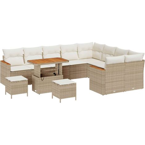 Maison Exclusive - Set Divano da Giardino 12 pcs Beige polyrattan (1/5)