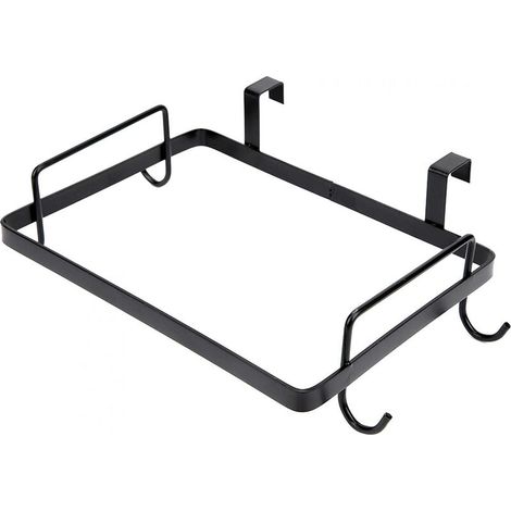 Support Pour Sacs Poubelle - En Acier Inoxydable Épais - Fixation Murale Sans Perçage - Convient Porte De Placard Cuisine - Charge Max 8 Kg - Noir