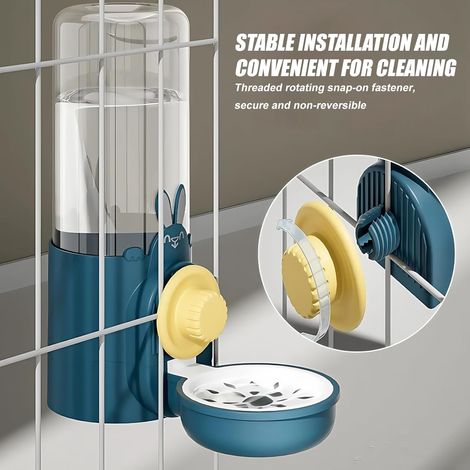 Cage suspendu avec fontaine pour animaux de compagnie : Fontaine suspendue pour cochons d'Inde, distributeur automatique de nourriture pour chats, lapins, chiens et cochons d'Inde (1/2)