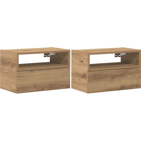 Lot de 2 Tables de chevet murales,Cabinet de chevet,Table de nuit chêne artisanal 45x26x28,5 cm CFW956802 (1/5)