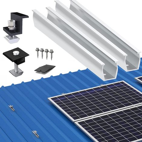 Fixation Panneau Solaire,Support Panneau Solaire,Kit de montage de panneaux solaires, accessoires de panneaux solaires pour centrale de toit-terrasse, montage de panneaux métalliques sur le toit (1/3)