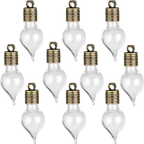 Lot de 10 mini bouteilles et bocaux à souhaits en verre transparent en forme de goutte d'eau-3.00X1.20X1.20CM (1/4)