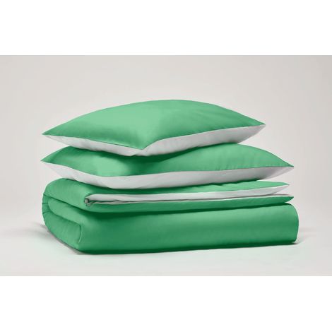 Pantone™ - Parure Copripiumino Matrimoniale 255x200 cm, 100% Cotone Percalle 200 Fili - 2 piazze, Double-face, Verde Chiaro/Bianco (1/4)