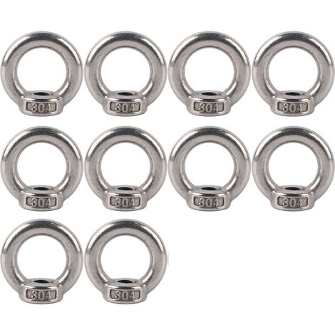 Lot de 10 écrous à œillet de levage en acier inoxydable, forme annulaire, pour machines forestières M8