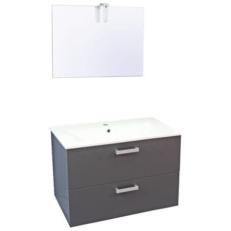 ONDEE - Mueble de cuarto de baño SMART - suspendido - 80cm - 2 cajones - Acabado gris