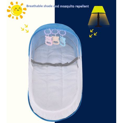 Lit de voyage pour bébé avec moustiquaire et auvent, lit bébé portable, sac à langer, lit bébé pliable avec moustiquaire, nid douillet (1/5)