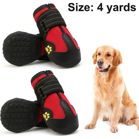 Ensemble de 4 bottes pour chien, chaussures imperméables, bottines avec fermeture velcro réfléchissante, semelle antidérapante robuste, idéales pour l'extérieur et adaptées aux chiens de taille moyenn