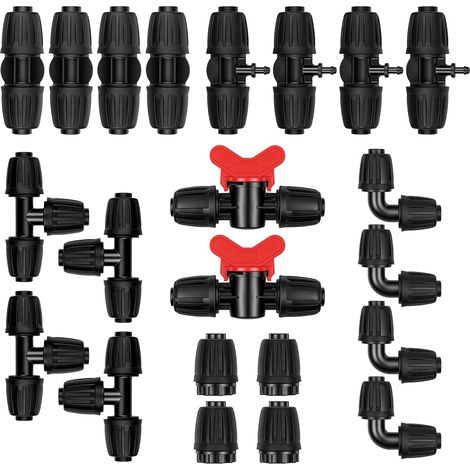 22PCS Irrigation Fittings Kit for 16mm Tubes, Irrigation Water Hose Connector, Garden Irrigation Hose Connector, Barbed Connectors Watering Systems (1/5)
