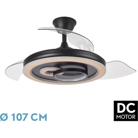 DC-Deckenventilator "Sultan", dimmbar mit Fernbedienung (68W 3CCT 4960lm), Schwarz und Holz (1/4)