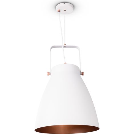 Paco Home Suspension Salle À Manger Lampe Cuisine Lampe Table À Manger Industriel Moderne Lampe à suspension - Blanc, Cuivre (Ø39 cm) (1/4)