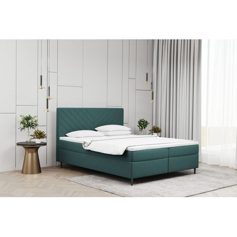 Kaiser Möbel Boxspringbett mit matratze und bettkasten, Schlafbett Vero Meeresfarbe 160x200 cm (1/2)