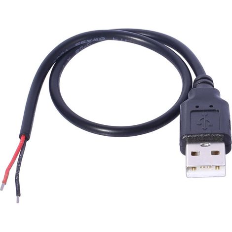 Cable D'alimentation Usb Mâle À 2 Fils Nus - 30 Cm - Pour Ventilateur Led Caméra Accessoires Électroniques (1/5)
