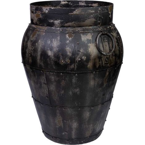 Jarrón de metal envejecido negro 45x45x57