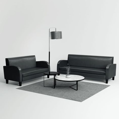2 pcs Ensemble Canapés droits de relaxation Canapé relax - Canapé de salon Cuir synthétique Noir BV582613 - BonneVie (1/5)