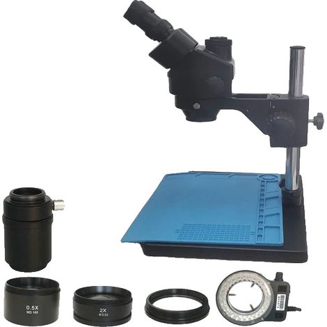 Stereomikroskop, 7X-90X Vergrößerung, einstellbare LED-Beleuchtung, 3.5X-90X mit Pad (1/2)