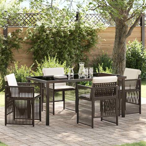 Garten Essgruppe 5 pcs Braun Pulverbeschichteter Stahl (1/5)