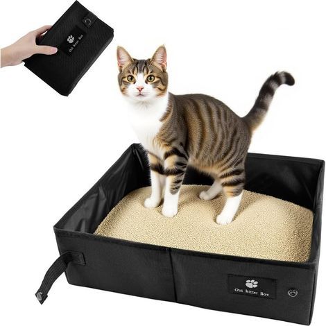 Reise-Katzentoilette, 45 x 35 x 12,5 cm, faltbar, ideal für den Einsatz im Freien, in Innenräumen und auf Reisen. (1/5)