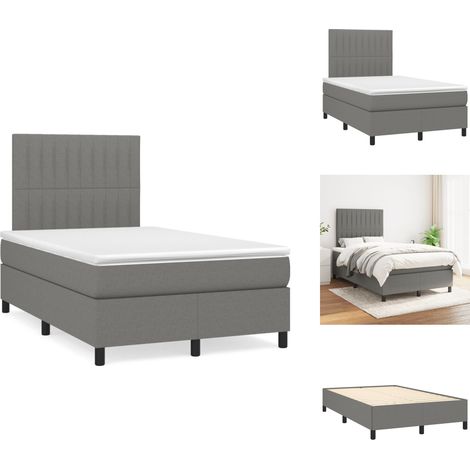 Boxspringbett mit Matratze Dunkelgrau 120x190 cm Stoff - Boxspringbett - Doppelbett - Bettenrahmen - Matratze - Nachttisch (1/5)