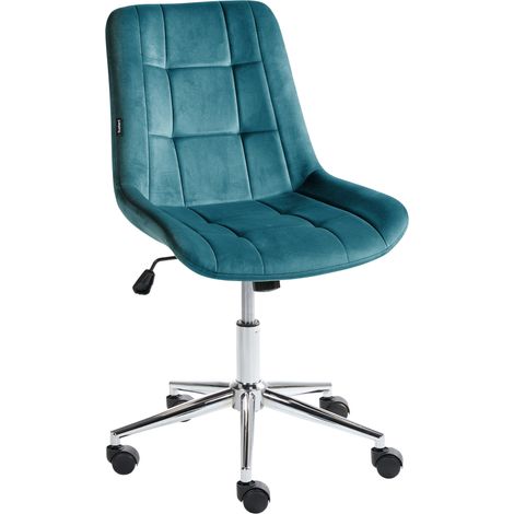 Silla de oficina giratoria ajustable escritorio con asiento y respaldo de terciopelo verde azulado Melrose
