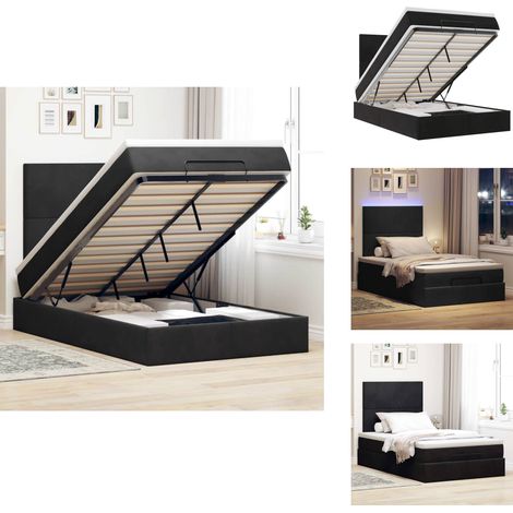 Cadre de lit ottoman avec matelas noir 120x200 cm velours - Lit Ottoman - Lits Ottomans - Cadre De Lit - Cadre De Lit Avec Rangement (1/5)