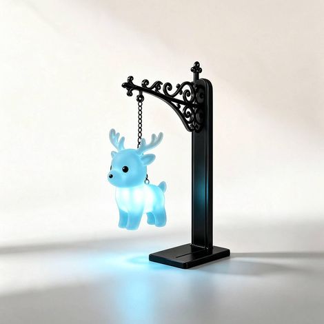 Lampe-étagère Fawn — une ravissante lampe suspendue faisant office d'étagère, diffusant une lumière d'ambiance chaleureuse. (1/5)