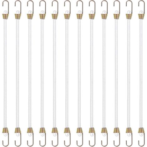 Lot de 20 tendeurs en caoutchouc blanc - 26 cm - Pour camping, bagages, voiture, chargements, camping-cars, activités de plein air (1/5)