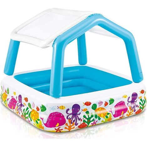 TRADE SHOP - Piscina Acquario Parasole Rimovibile Multicolore Gonfiabile 157x157x122cm 57470 - (1/5)
