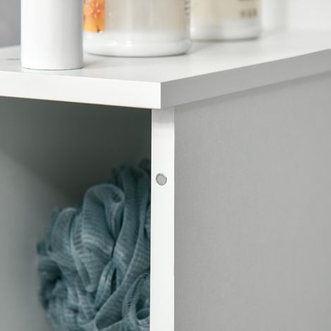 Colonne Salle de Bains 2 Tiroirs + 2 Portes, Meuble Rangement Gain Place 15,2x29,8x118 cm, Blanc (1/5)
