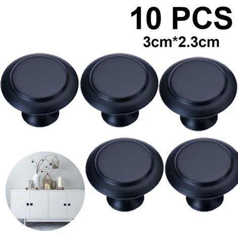 Lot de 2/10 boutons de meuble, boutons de tiroir, poignées en alliage de zinc mat, boutons de commode, poignées de tiroir, boutons de porte, boutons pour tiroirs de commode, noir, grand format (1/5)