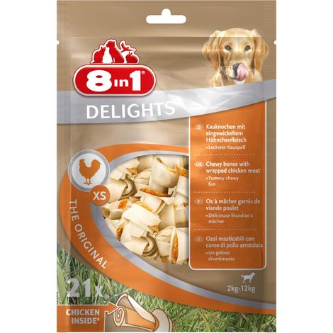 84 Ossa Delight Knochen Größe XS mit Hühnerfleisch - SPARANGEBOT 4 Beutel mit je 21 Knochen (1/3)