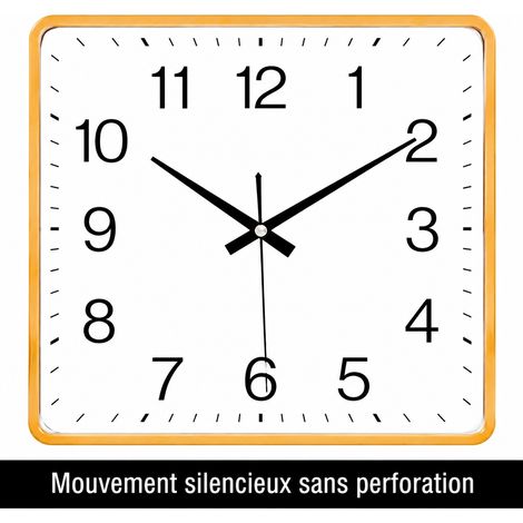 Horloge murale moderne silencieuse à quartz 26x26 cm dorée avec calendrier LCD et thermomètre 26 doré réf 1257 – Livraison gratuite