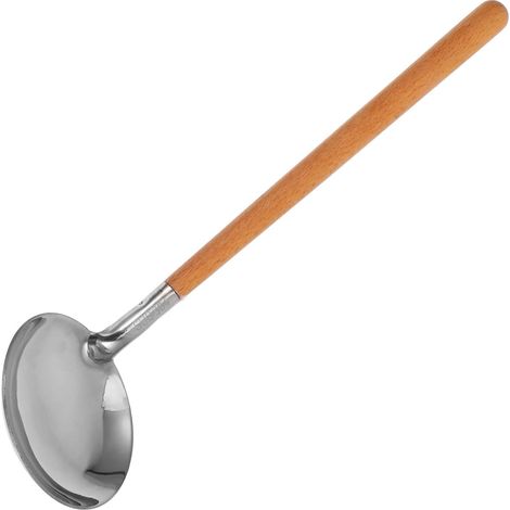 Louche inox manche long bois, polyvalente pour pot chaud, soupe, sauce, design intégré facile nettoyage (1/5)