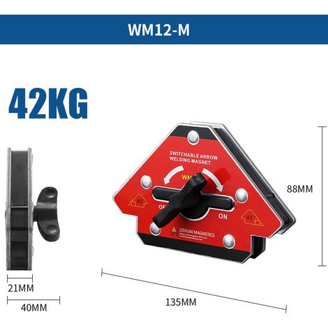 Positionneur Magnétique, Aimant de Soudeur Equerre Magnétique Soudure commutable, Supports de Soudure Magnétiques Accesoires de Soudage Angle, Positionneur Angle 45°-90°-135° - WM12-M (1/5)