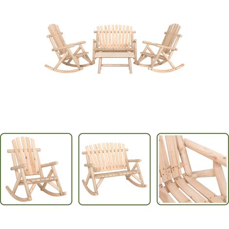 Holzschaukelstuhl - 4-tlg. Garten-Lounge-Set Massivholz Fichte (1/5)