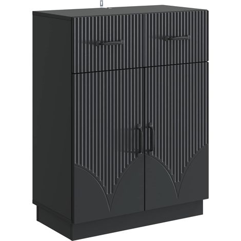 Aparador con cajón Negro 66 x 34,5 x 87 cm Madera de Ingeniería vidaXL