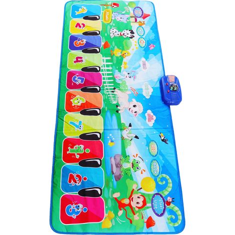 Tapis musical portable à 10 touches avec motif animaux pour bébé, tapis de piano musical pour les pieds, tapis de danse, cadeau éducatif musical (1/5)